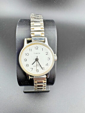 Vintage Timex Manual Wind Watch White Dial Steel Band
